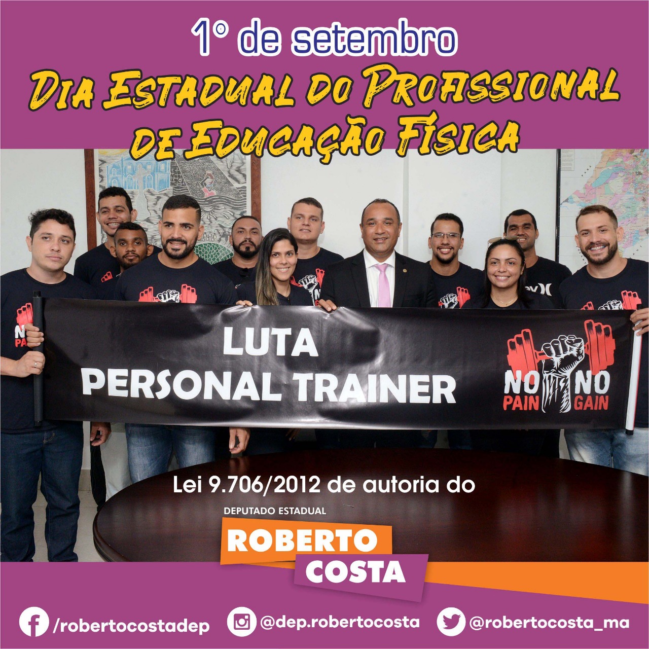 Deputado Roberto Costa parabeniza profissionais de Educação Física do Maranhão