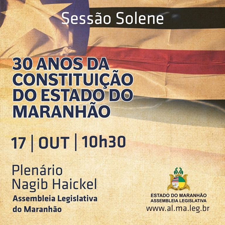 Aviso de Pauta: Assembleia realiza nesta quinta comemoração dos 30 anos da Constituição do Maranhão