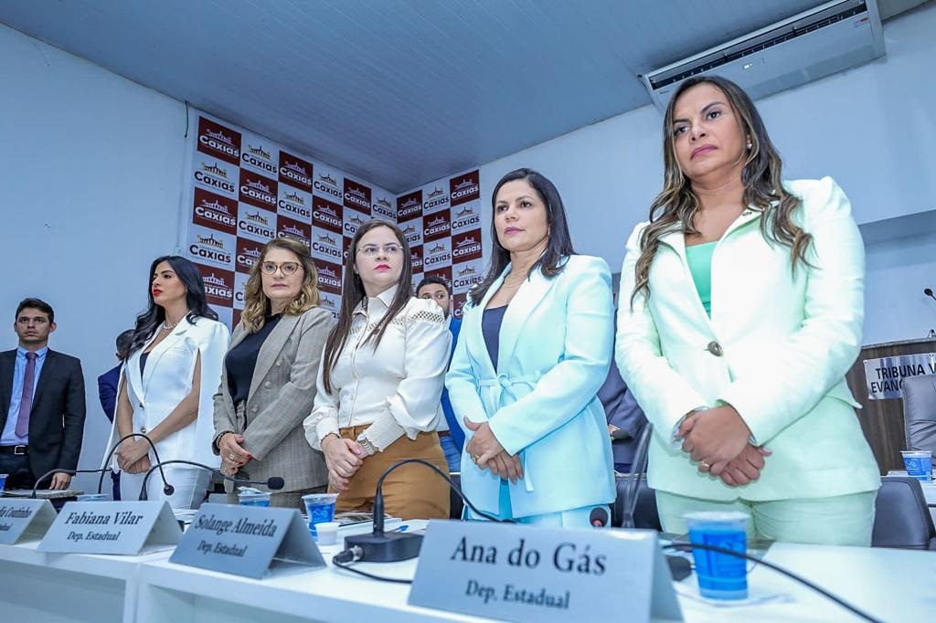 Deputadas Ana do Gás, Solange Almeida, Fabiana Vilar, Cláudia Coutinho e Daniella, durante a 