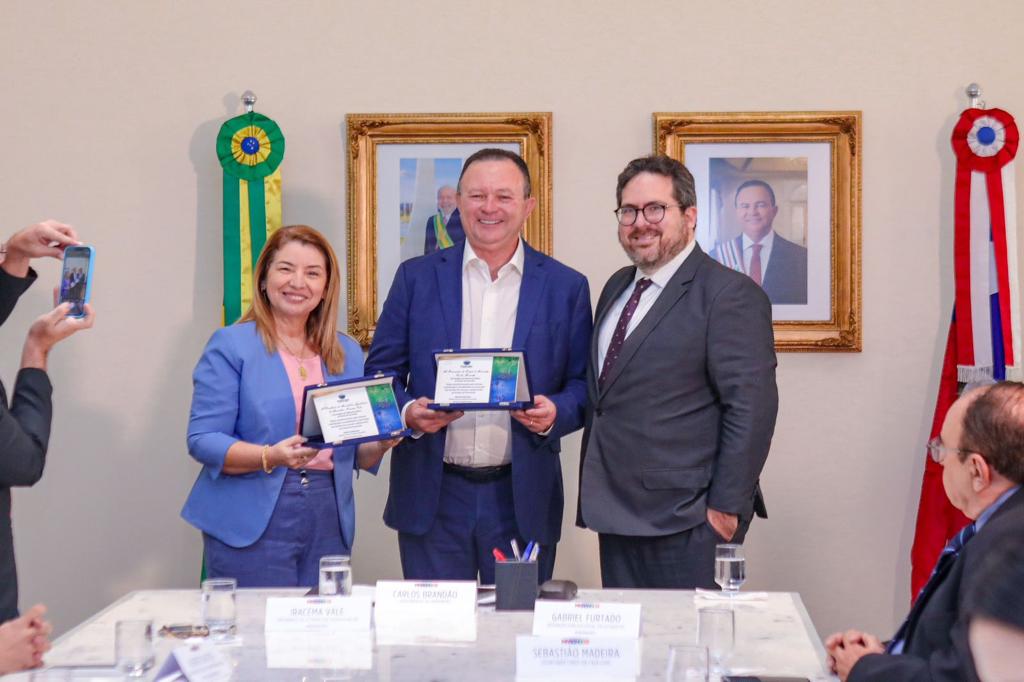 Iracema Vale e Carlos Brandão são homenageados pela DPE-MA com placas de reconhecimento à contribuição para a promoção dos direitos das crianças 