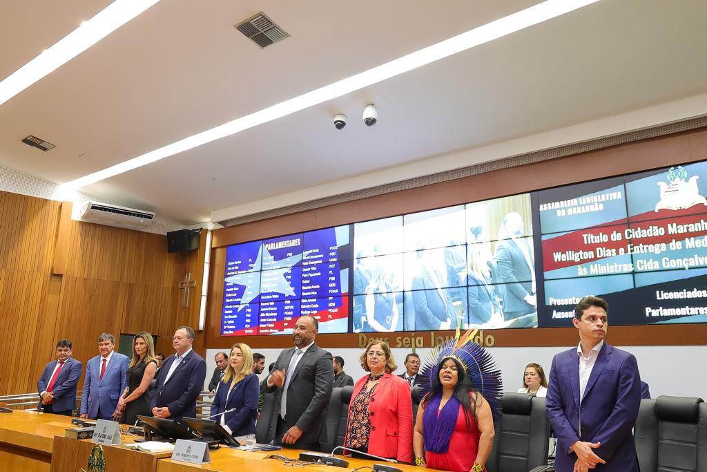 Assembleia homenageia os ministros Wellington Dias, Sônia Guajajara e Cida Gonçalves 