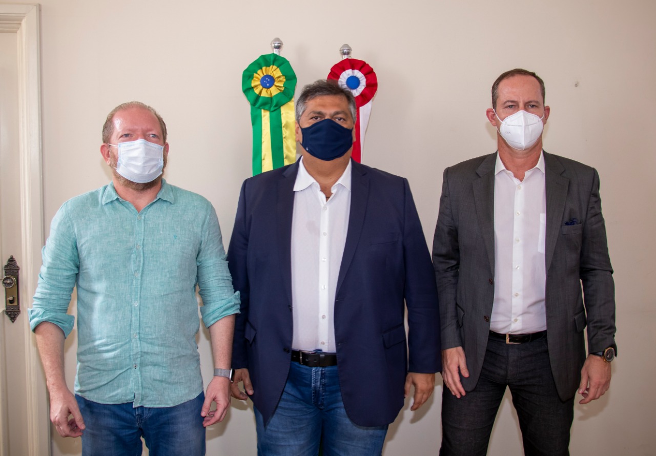 Othelino, Flávio Dino e Capelli após reunião no Palácio, quando conversaram sobre proposições do Poder Executivo em tramitação na Assembleia  