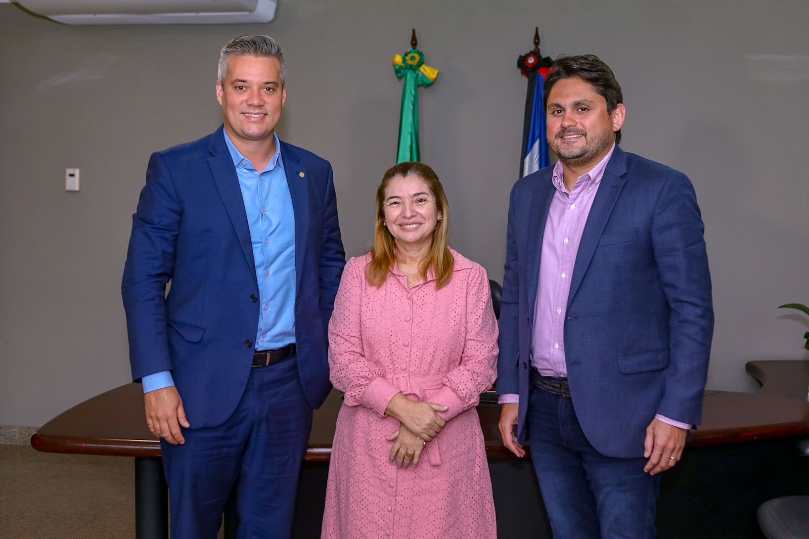 Neto Evangelista, Iracema Vale e Juscelino Filho: reunião para discutir benefícios para o Maranhão