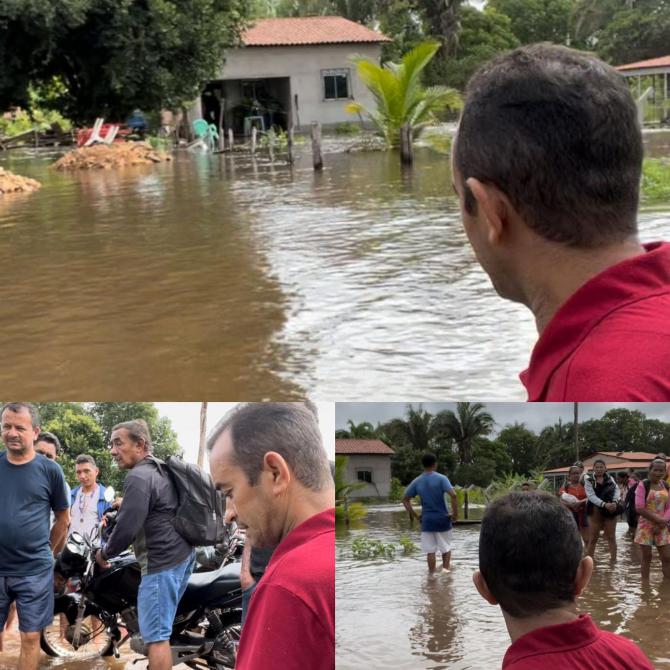 Deputado Aluízio Santos visita áreas atingidas por enchentes em Chapadinha