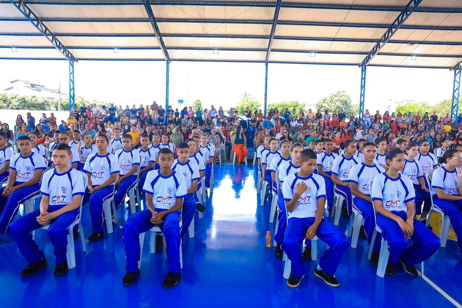 Alunos do Colégio Militar Tiradentes no município de Balsas, inaugurado nesta quarta-feira (22)
