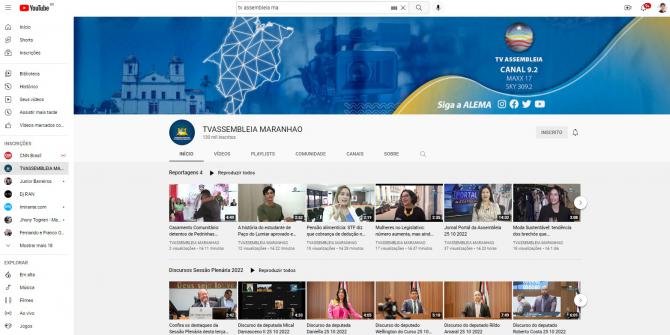 TV Assembleia ultrapassa marca de 130 mil inscritos no YouTube e se destaca entre as principais emissoras do estado