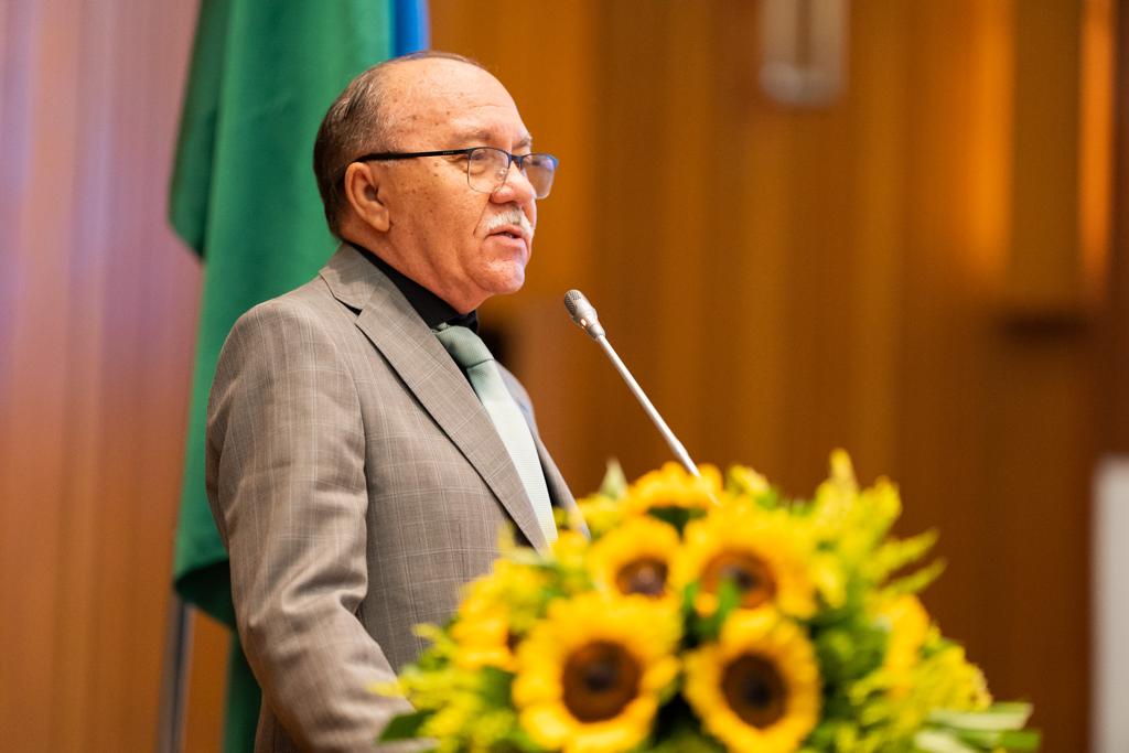 Presidente da Fecomércio-MA, Maurício Aragão Feijó, durante pronunciamento na solenidade em homenagem ao Sesc-MA 