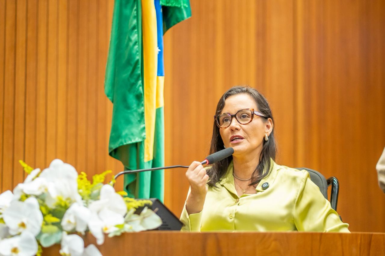 Deputada Andreia Rezende na tribuna da Assembleia, na sessão plenária desta terça-feira (24)